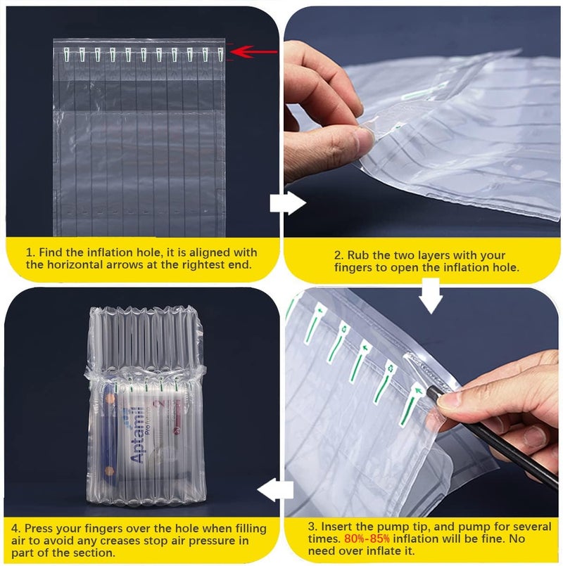RESISSHO Bubble Cushion Wrap Sleeves, 100 Pack Packing Air Protector Bags Inflatable Air Cushion Bags for Packaging Porcelain Glass Milk Powder Can Ceramic Cooking Oil - Image 4